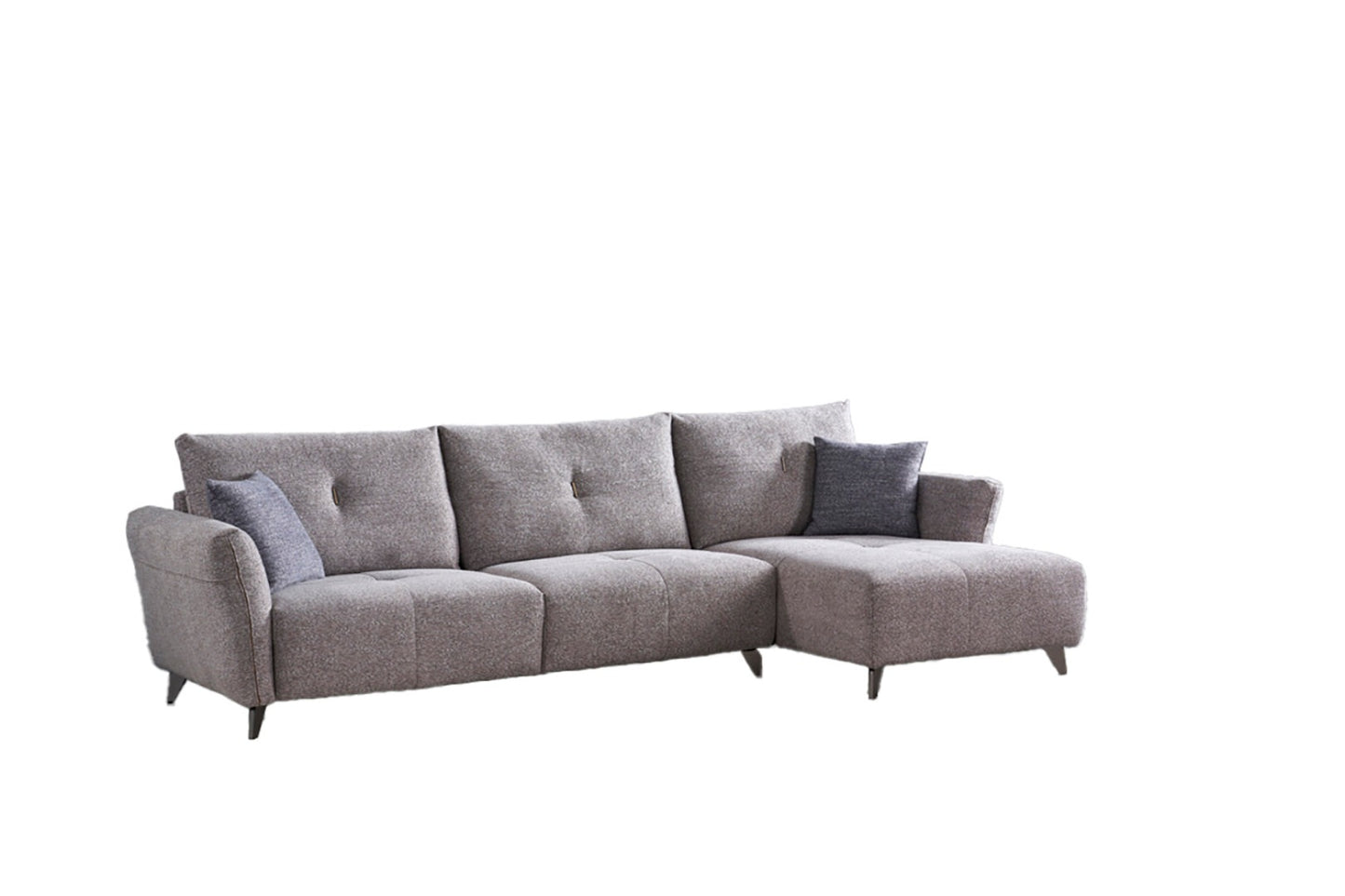 AE-L2377L Gray Fabric Sectional - Right Facing Chaise