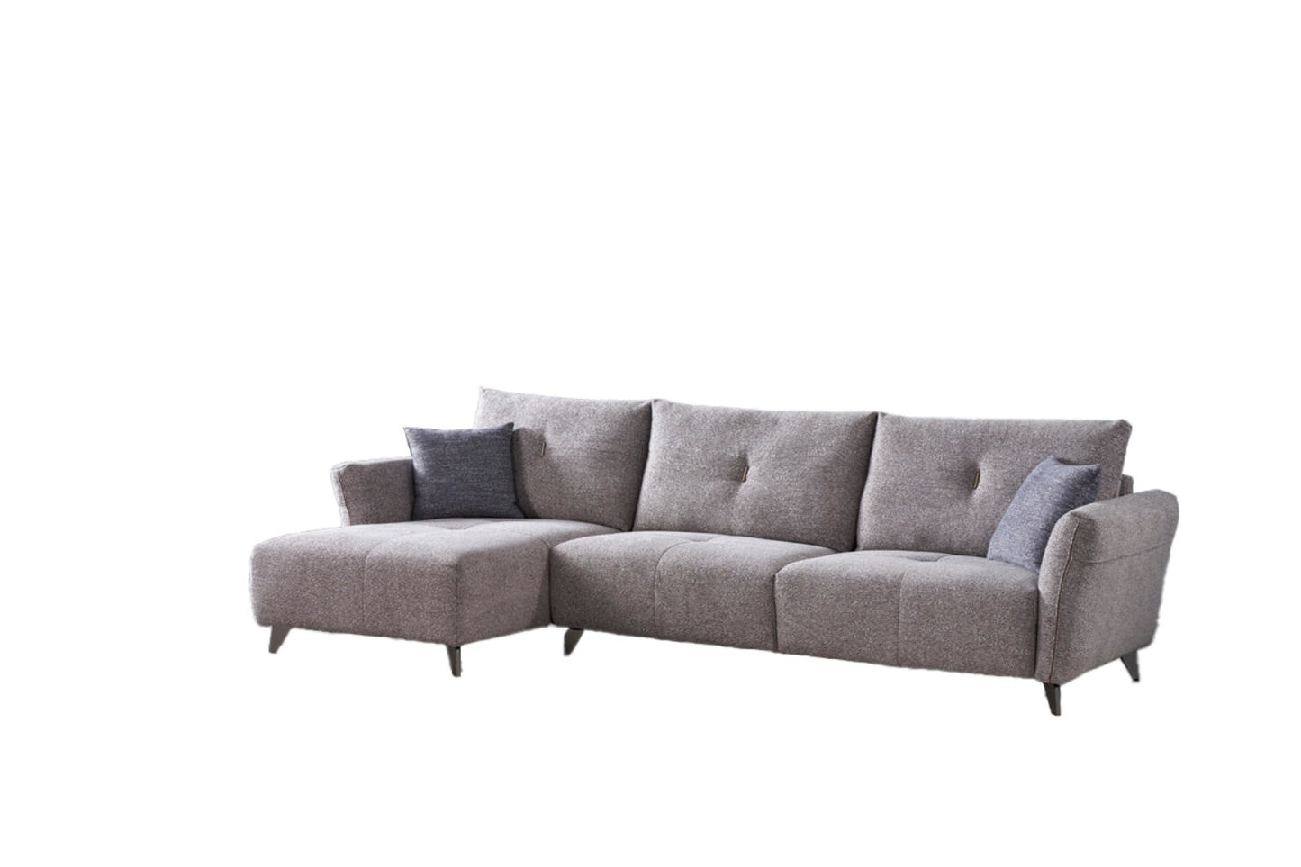 AE-L2377L Gray Fabric Sectional - Right Facing Chaise