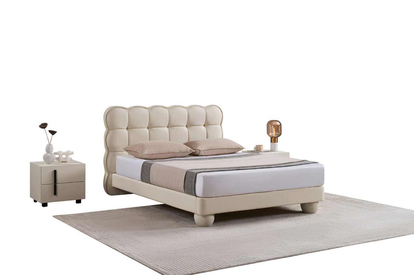 B-D083 Synthetic Leather Queen / Full/ Twin Sized Bed