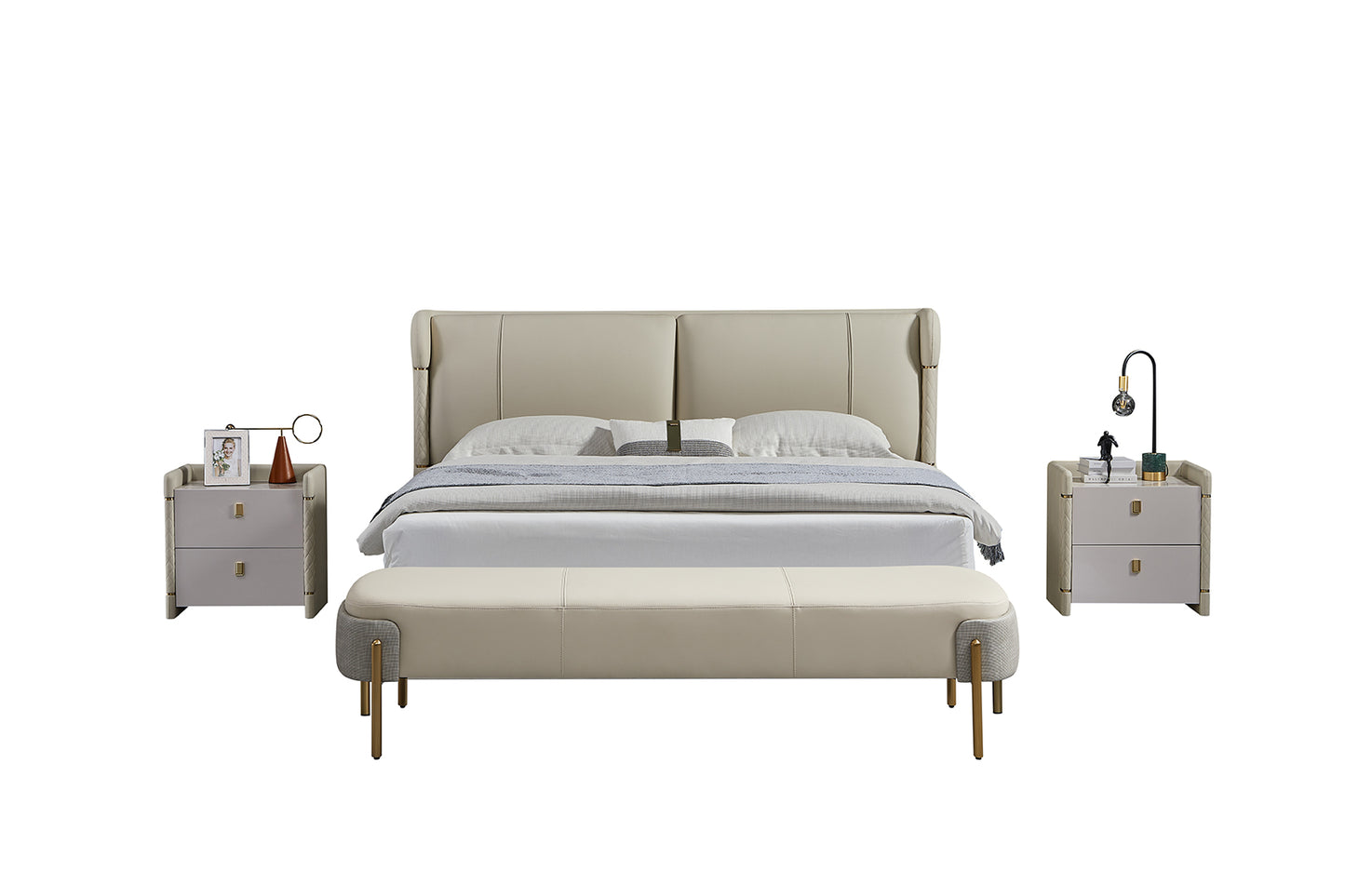 B-Y2007-CK Top Grain Genuine Leather Bed