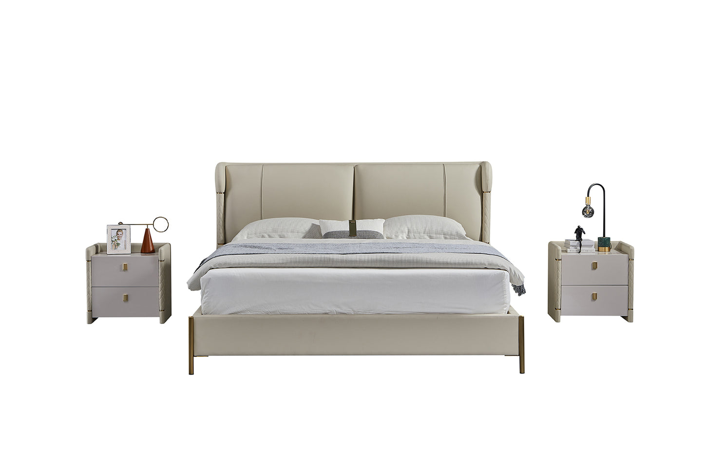 B-Y2007-CK Top Grain Genuine Leather Bed