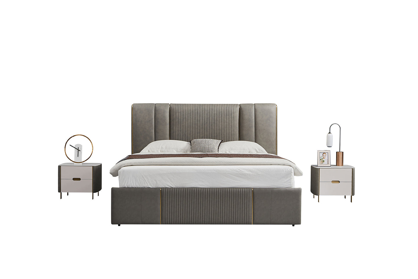 B-Y2009-CK Top Grain Genuine Leather Bed