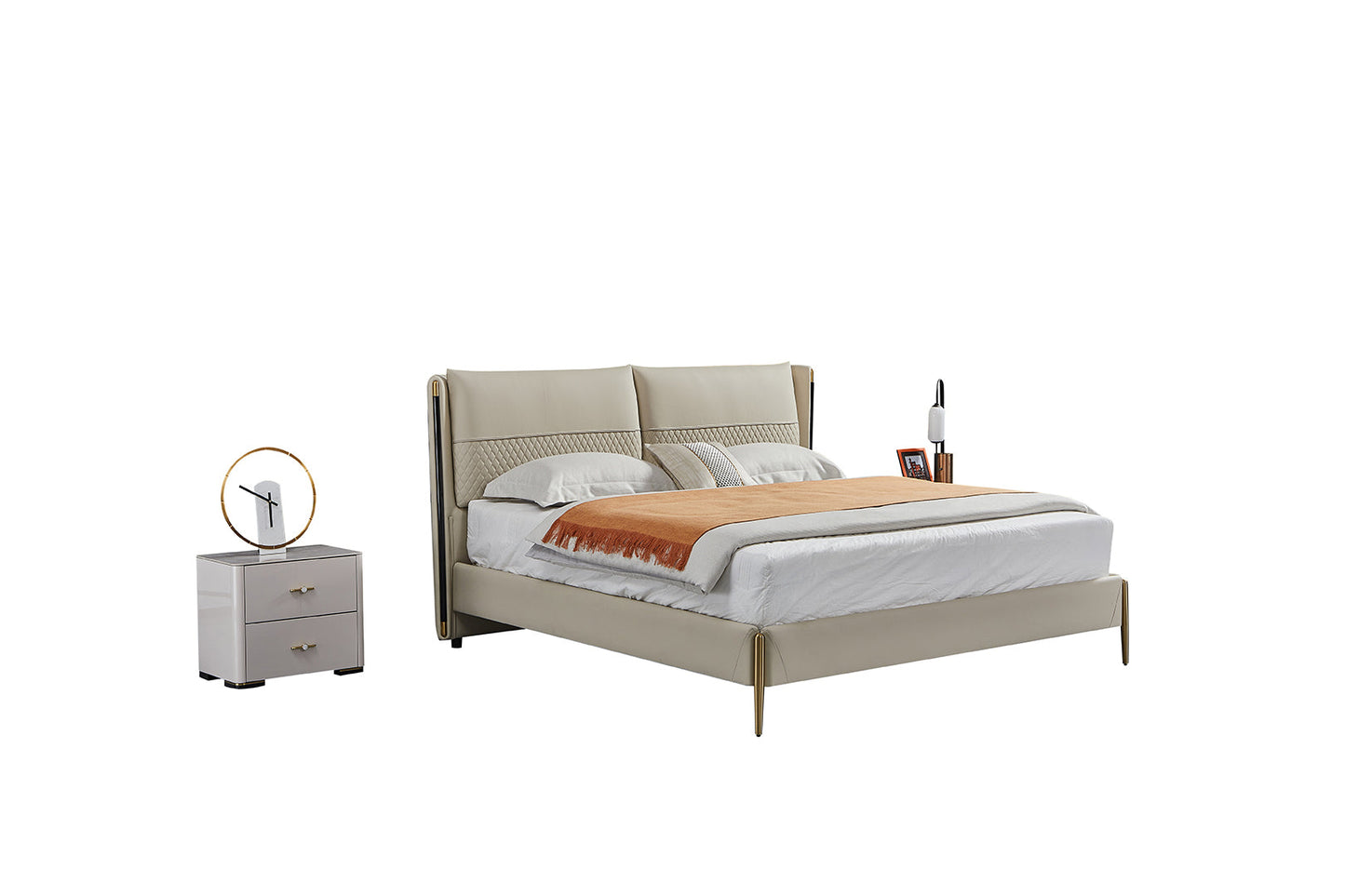 B-Y2010-CK Top Grain Genuine Leather Bed