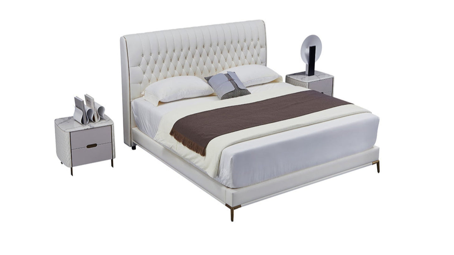 B-Y2011-CK Top Grain Genuine Leather Bed
