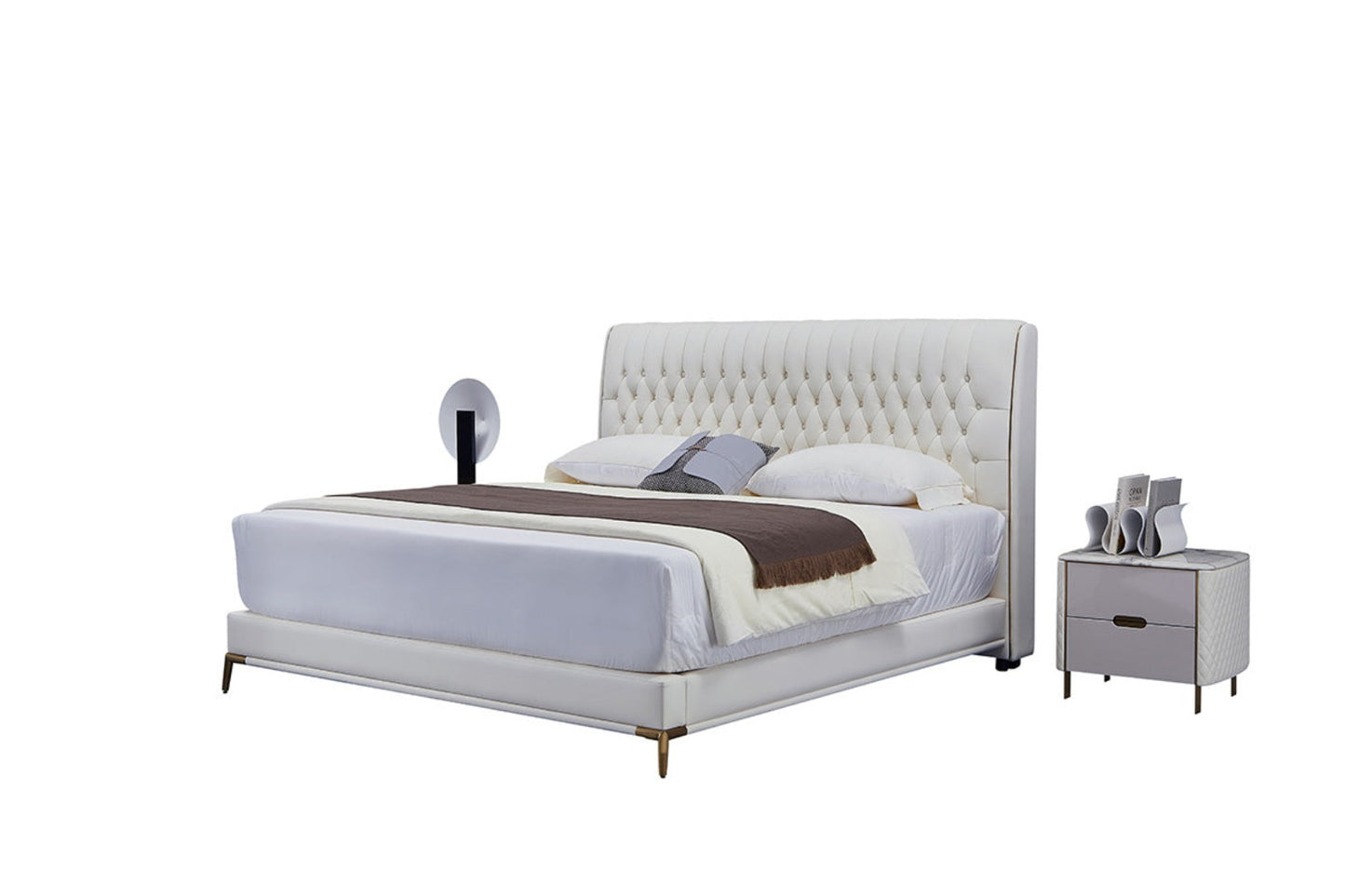 B-Y2011-CK Top Grain Genuine Leather Bed