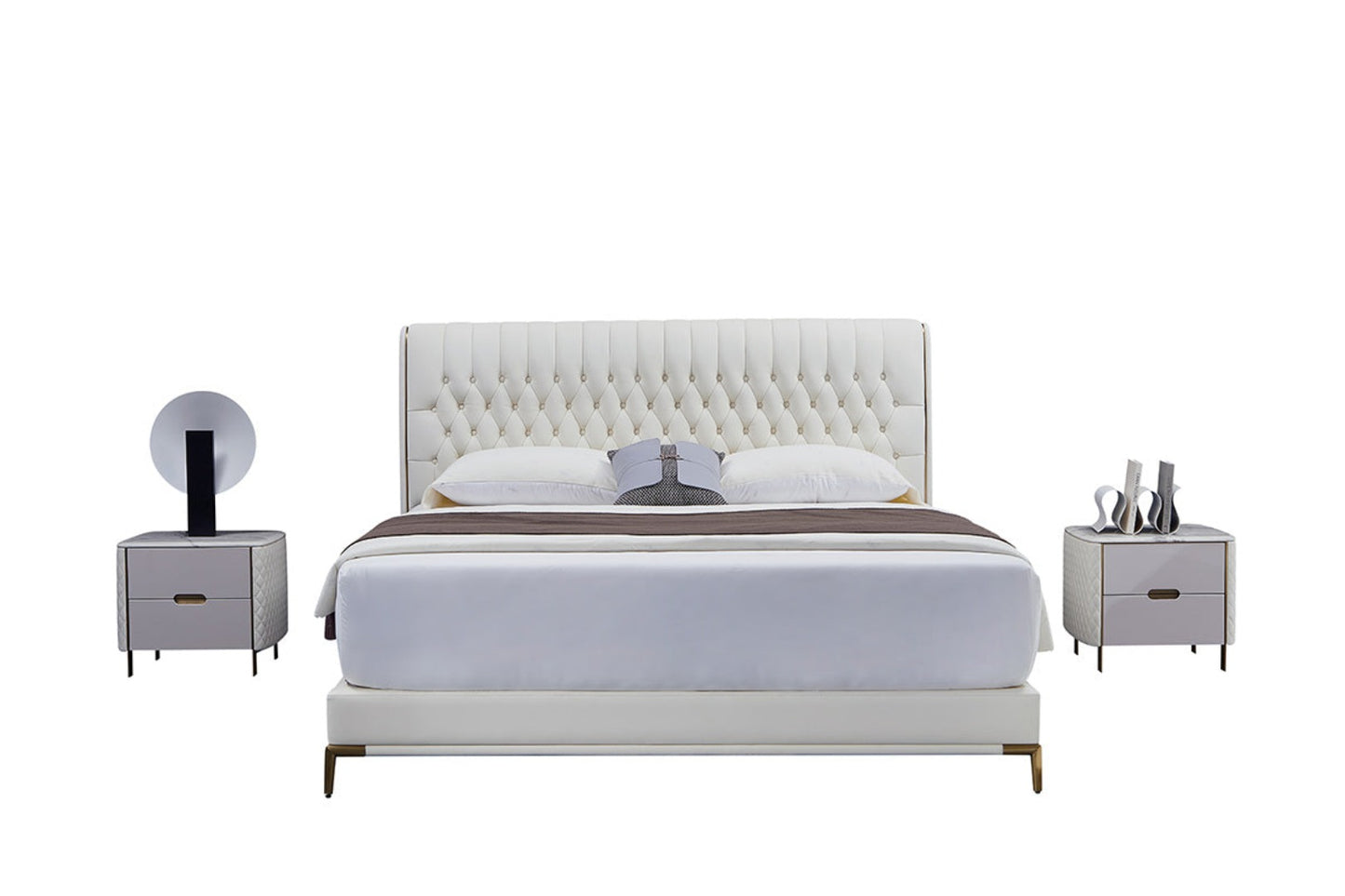 B-Y2011-CK Top Grain Genuine Leather Bed