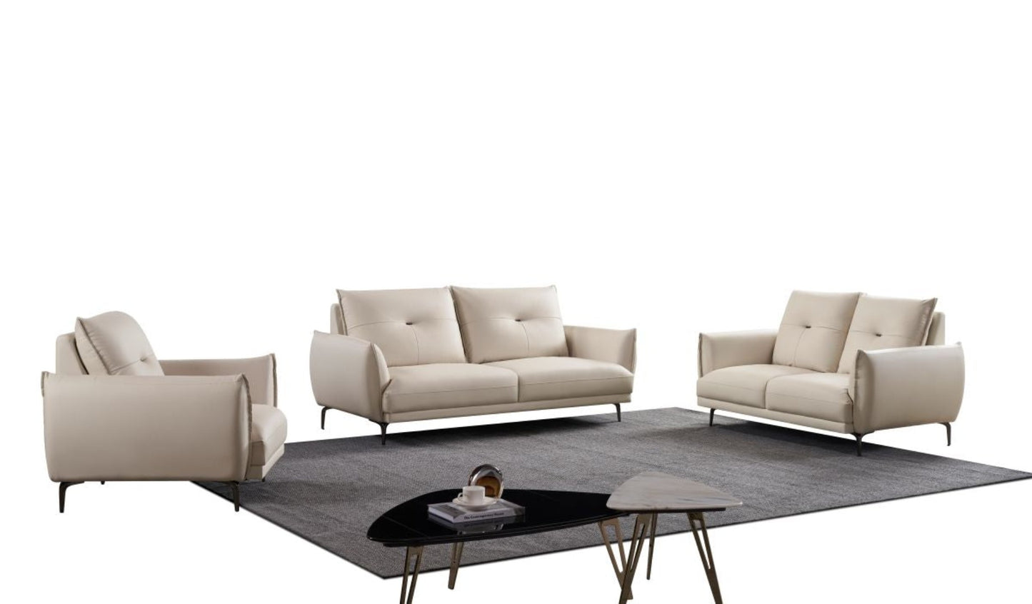 EK-D835 Ivory Extra Long Top Grain Leather Sofa