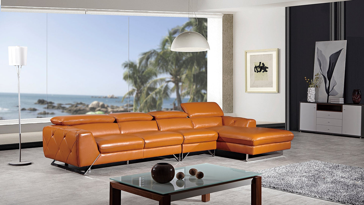 EK-L030 White Italian Leather Sectional - Right Sitting