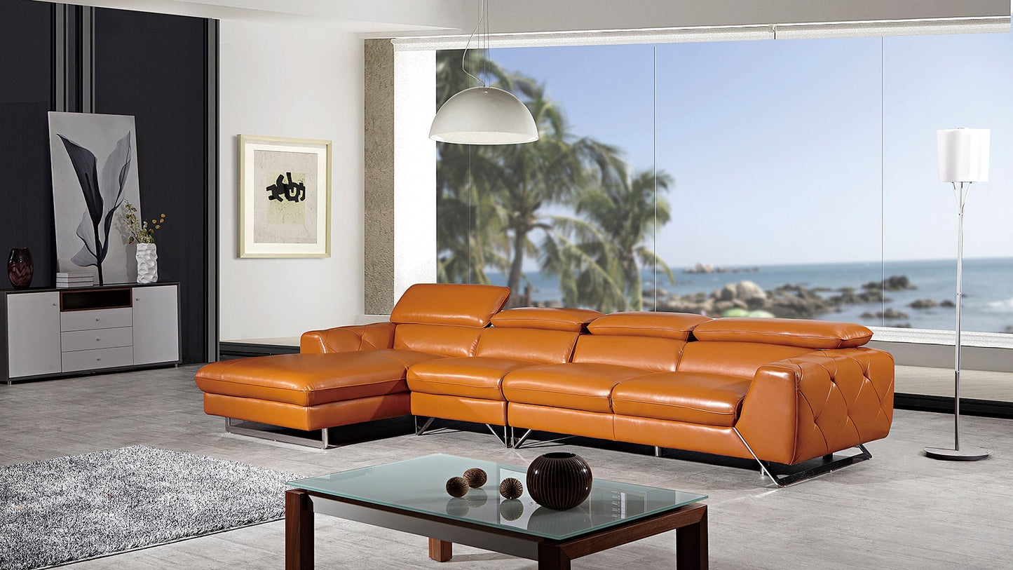EK-L030 White Italian Leather Sectional - Right Sitting
