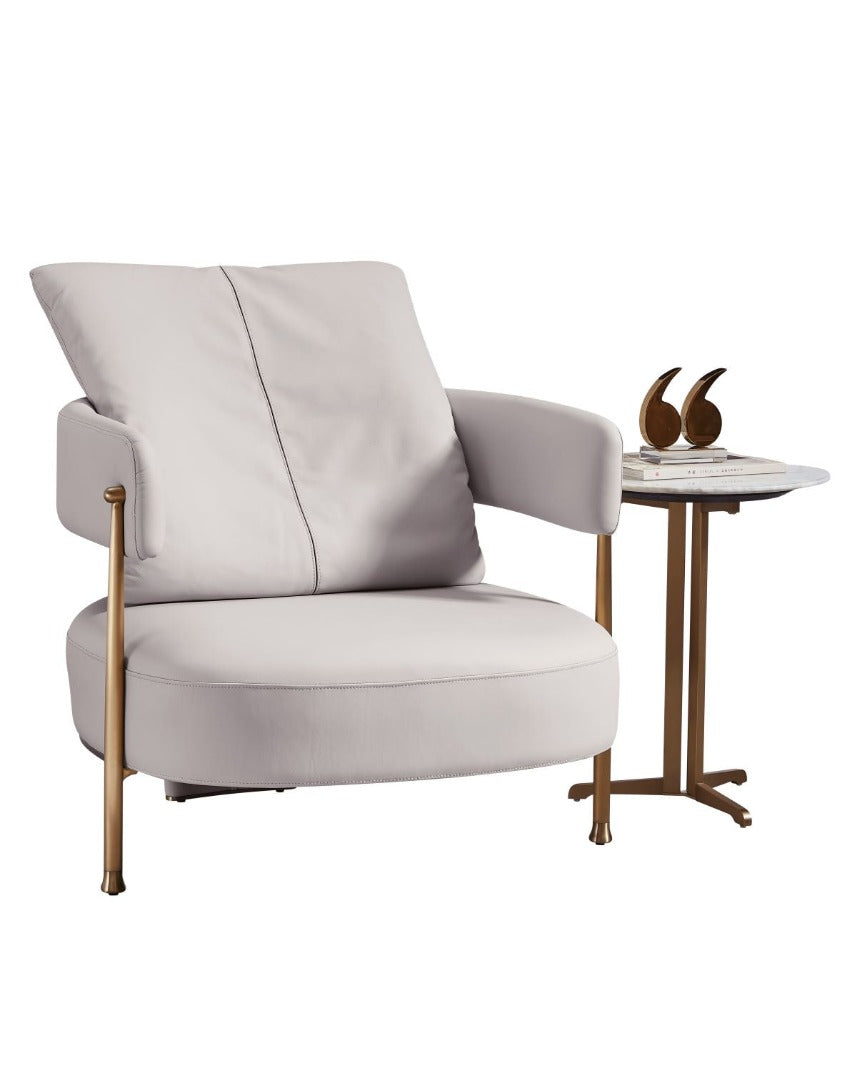 EK-Y1010 Light Gray Genuine Leather Accent Chair