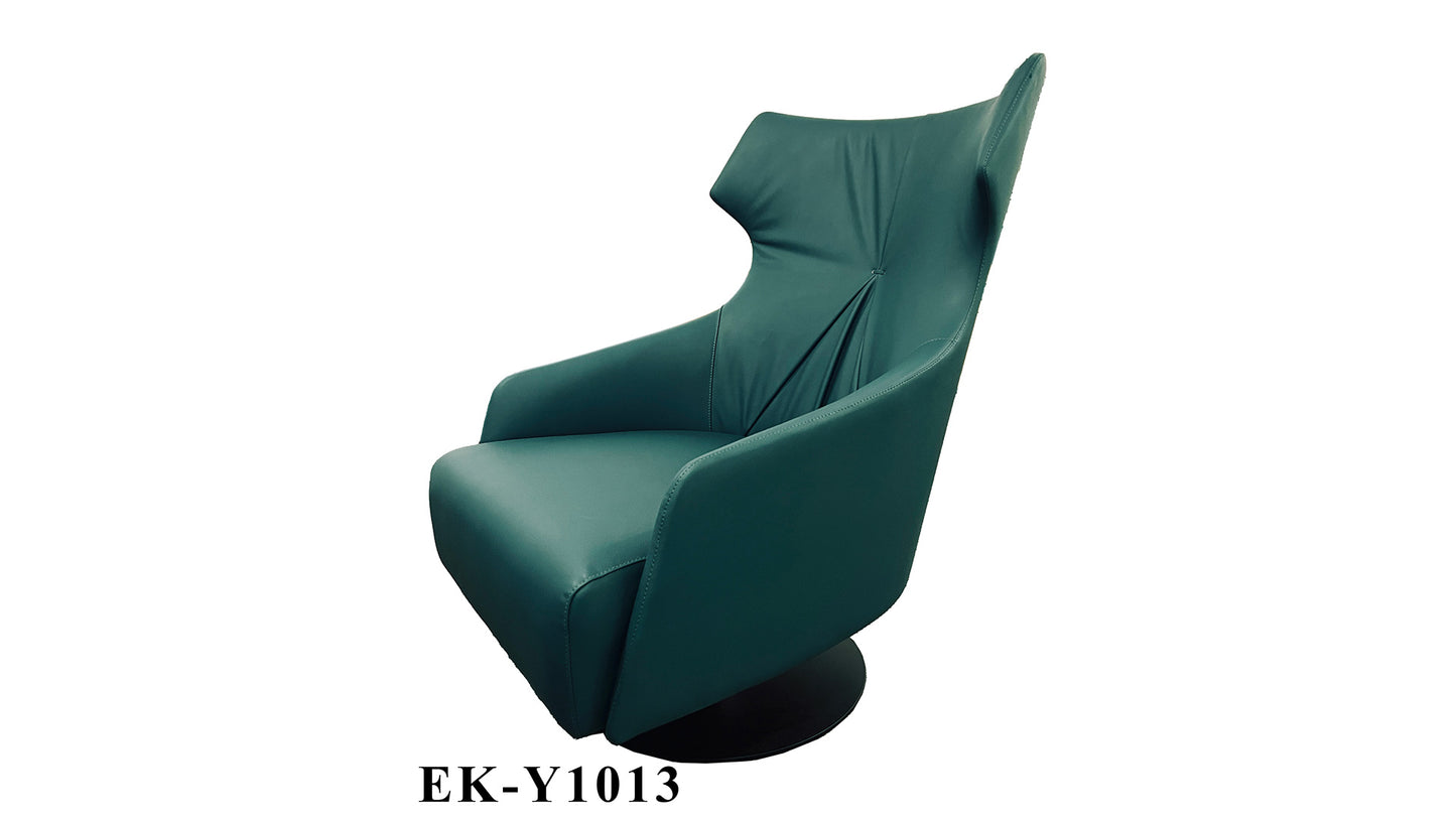 EK-Y1013 Turquoise Genuine Leather Accent Chair