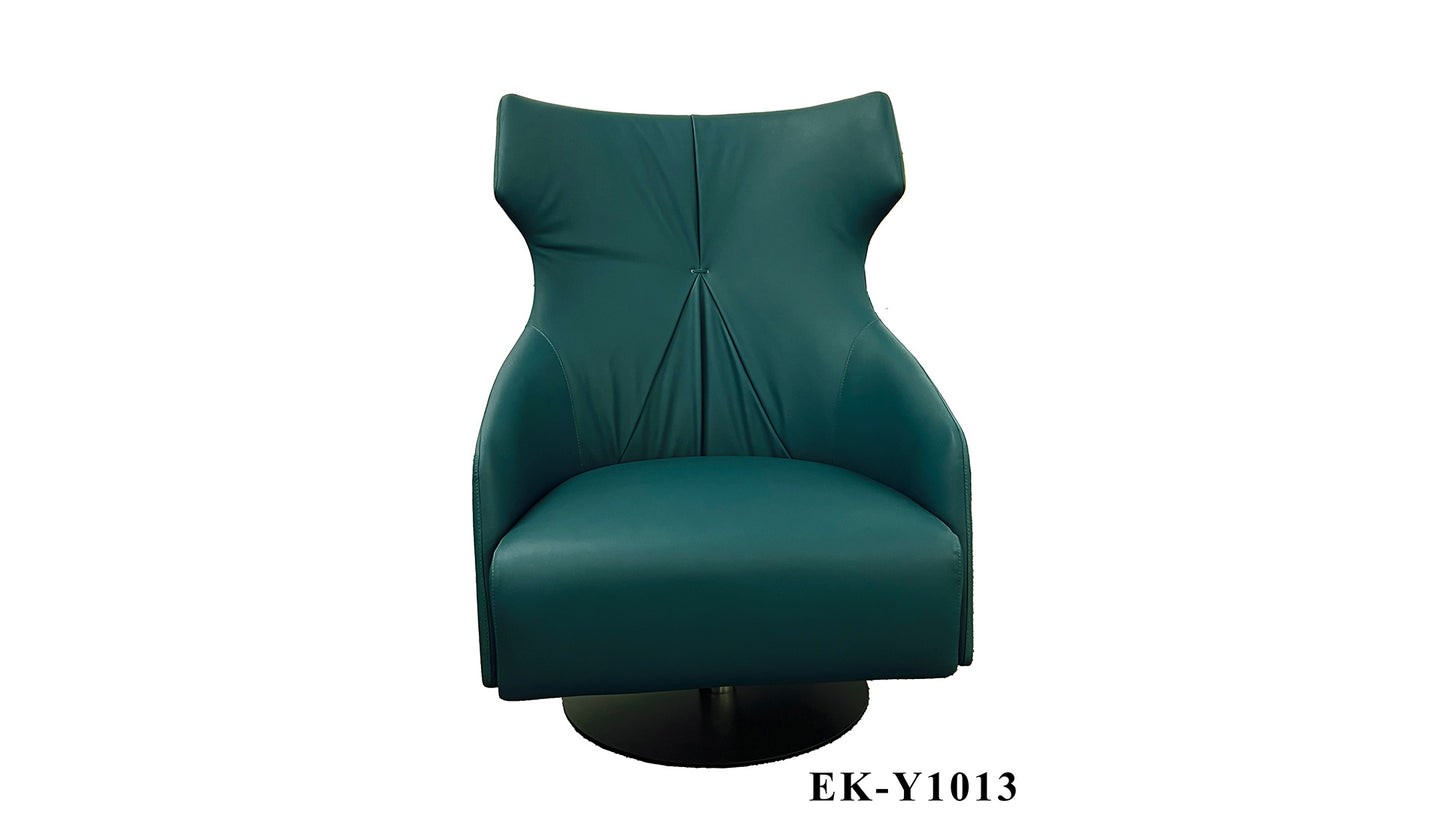 EK-Y1013 Turquoise Genuine Leather Accent Chair