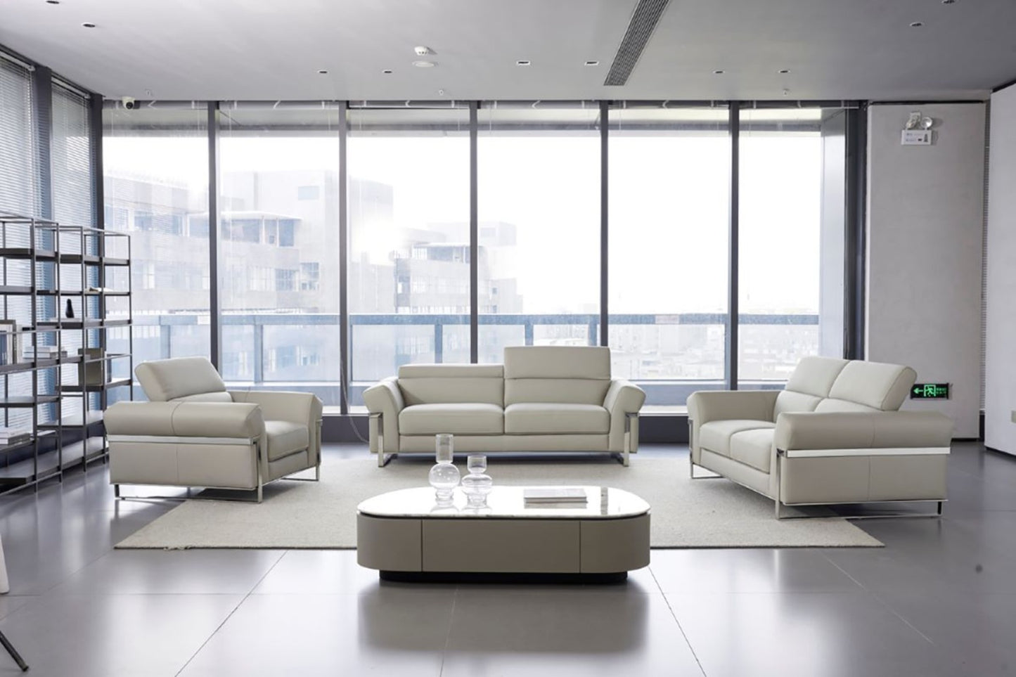 Ek012 Italian Full Leather Sofa Set