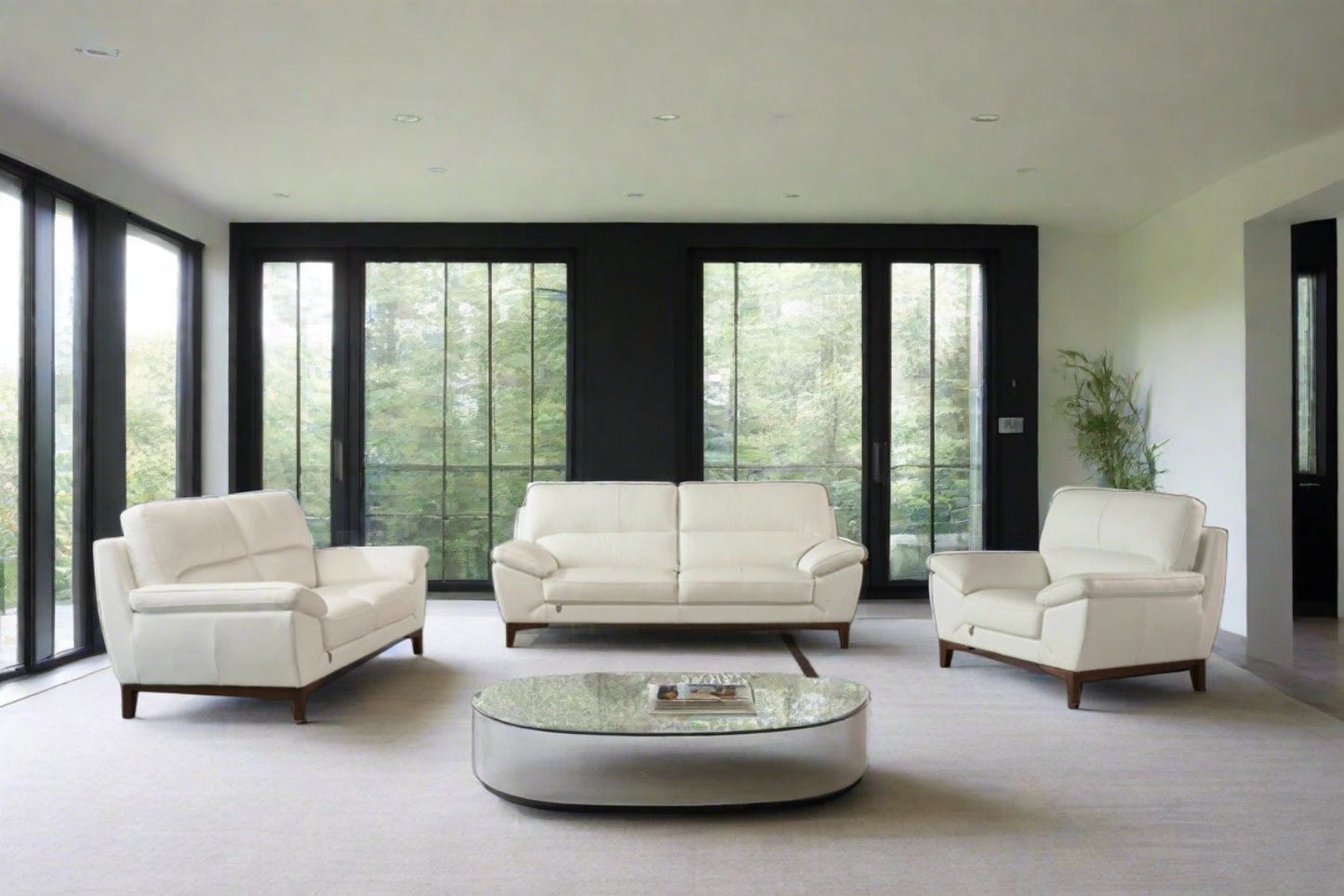 EK080 Italian Leather Sofa Set