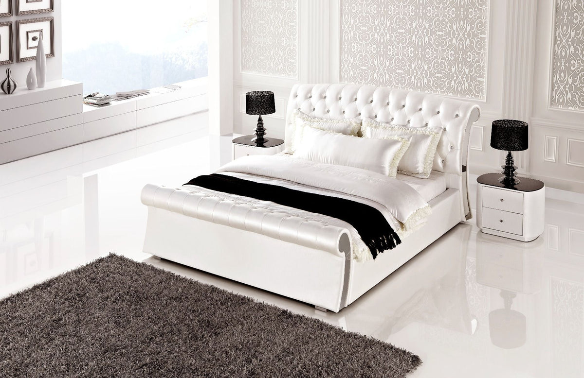 B6275 Leather Queen Bed with 2 Nightstands