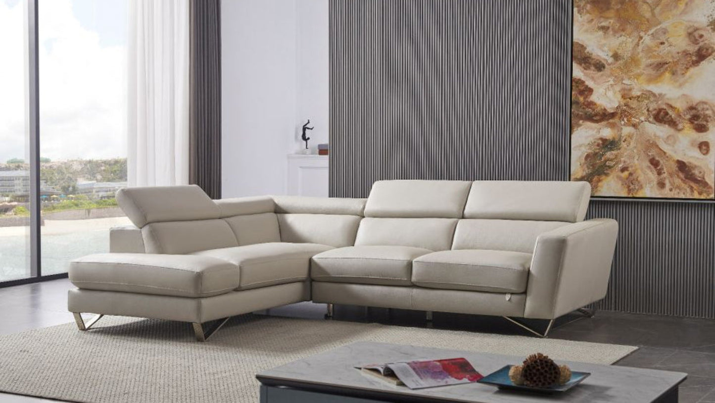 EK-L8010 Black Left Sitting Genuine Leather Sectional Sofa Set