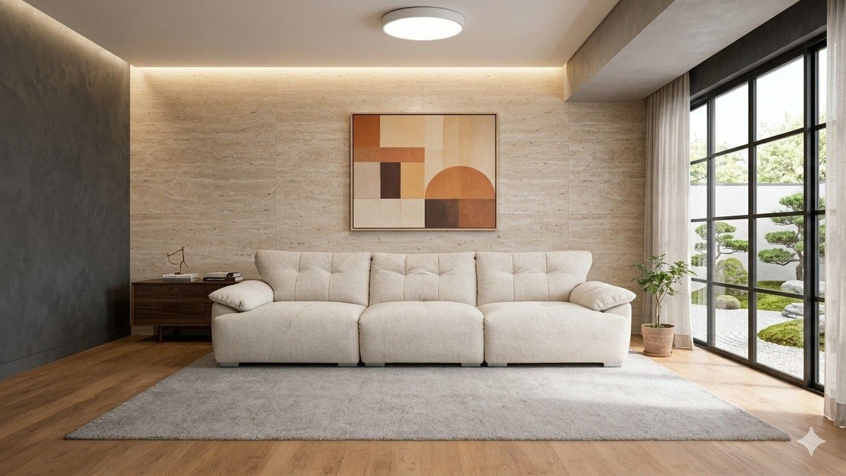 AE-LG611 Fabric Extra Long Sofa with Ottoman