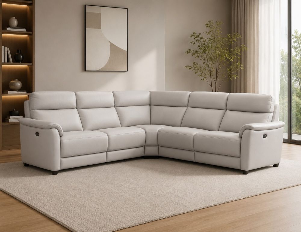 EK-LH185 Top-grain Cow Hide Electric Modular Recliner Sectional Sofa Collection