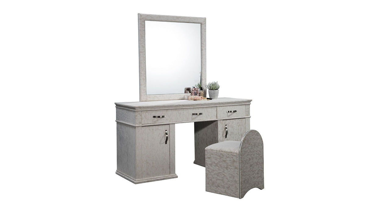 JT006 Beige Fabric Vanity with Stool