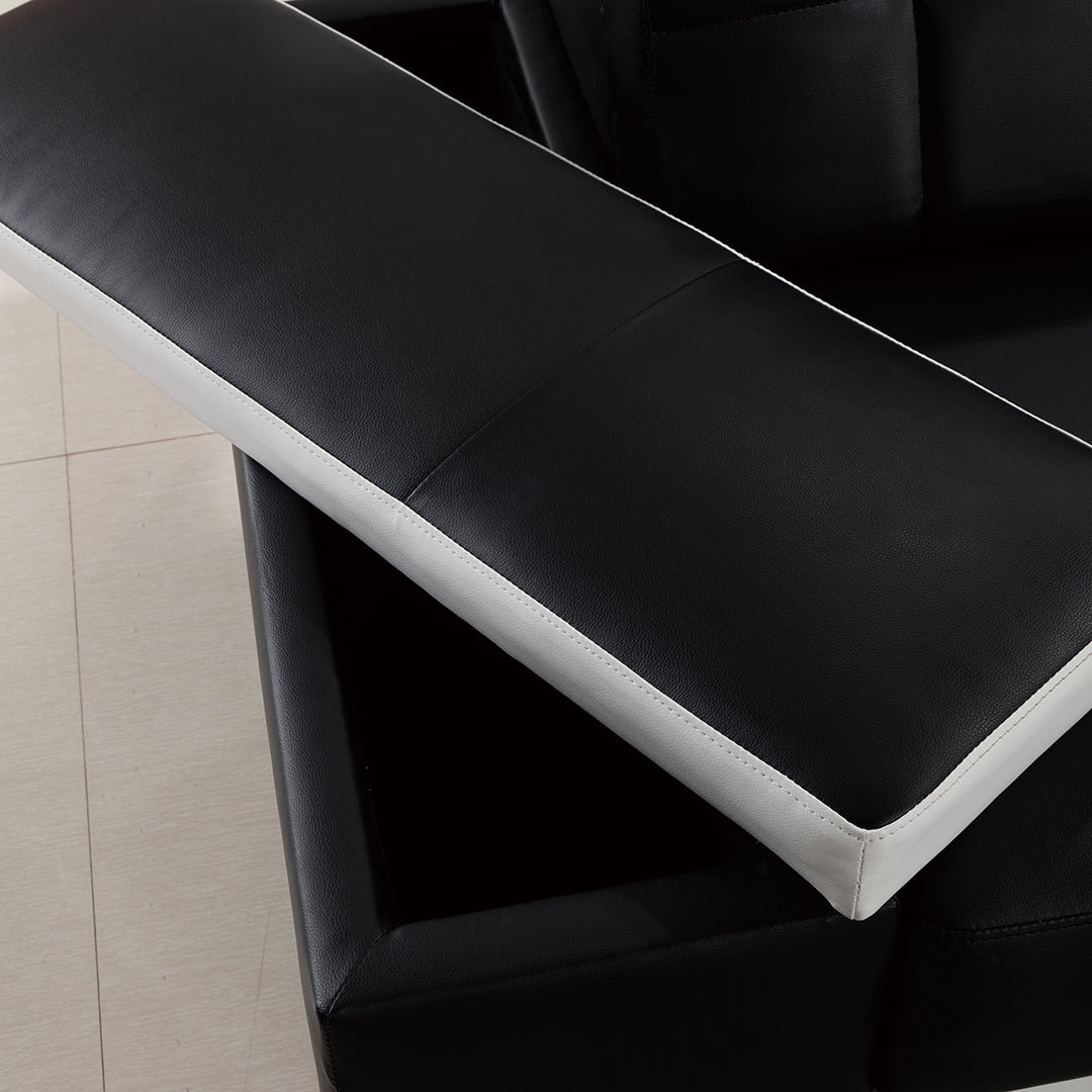 AE-LD809 Black and White Leatherette Sectional Sofa Set