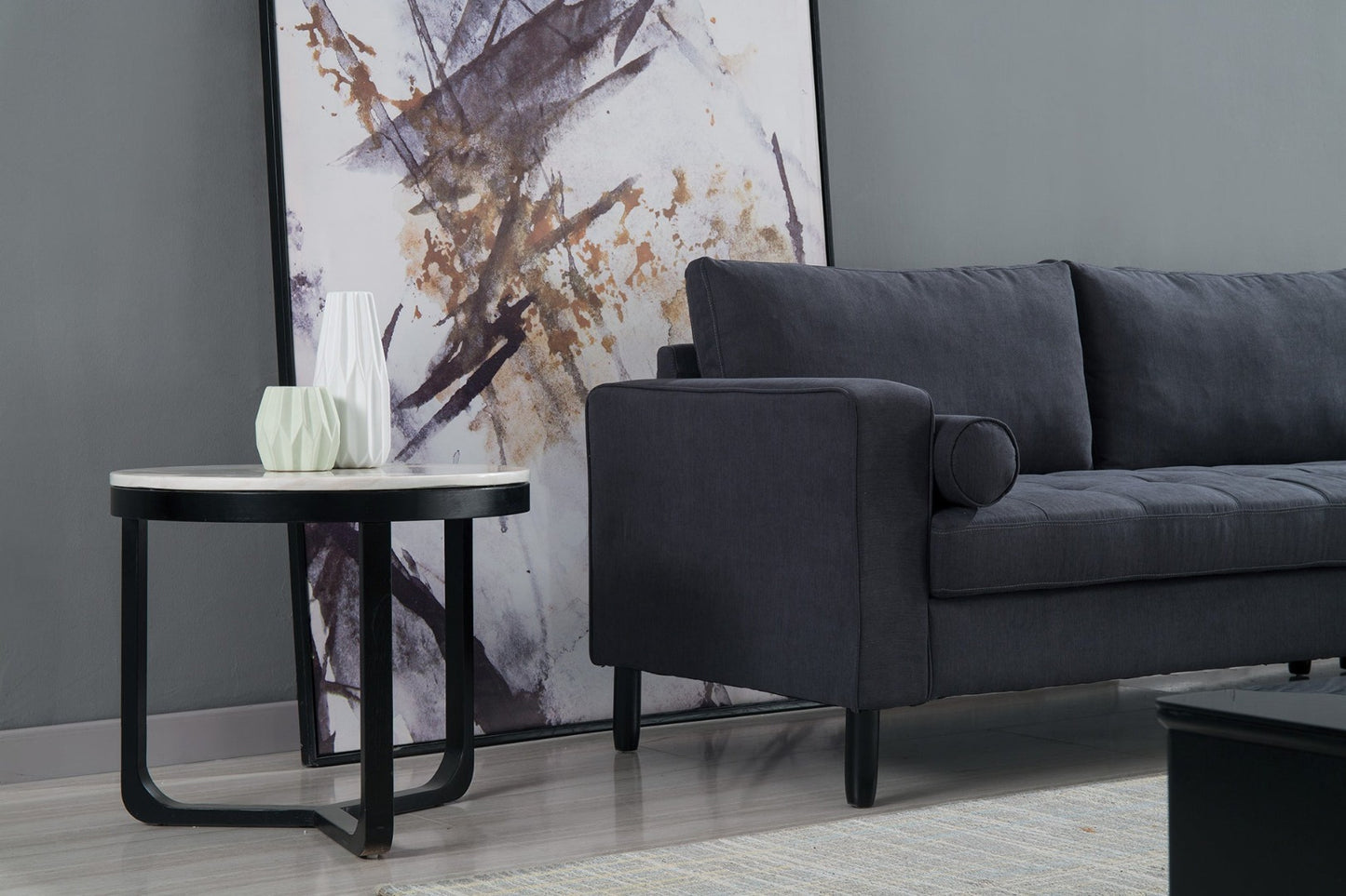AE-LD826 Dark Gray Velvet Sectional Sofa Set