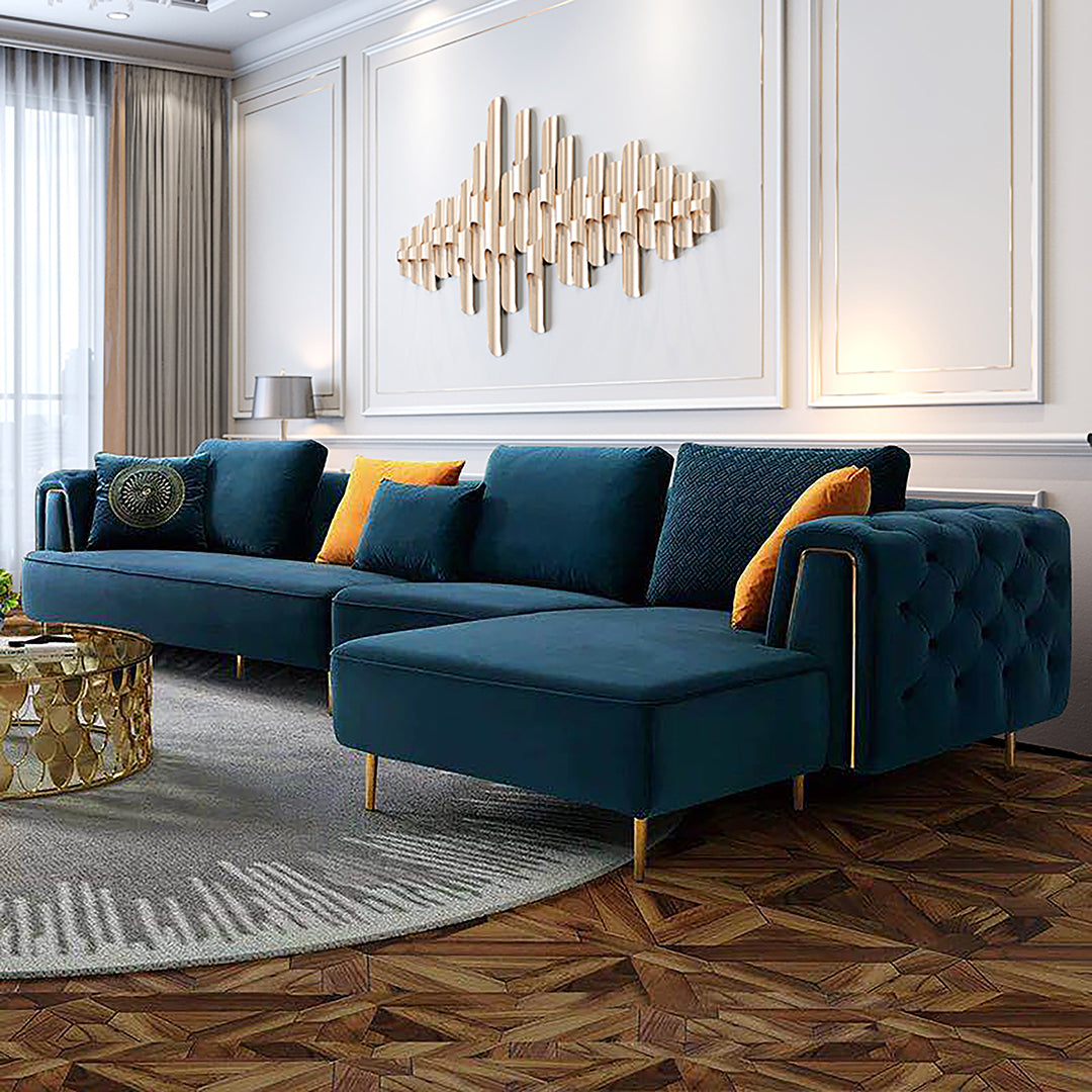 AE-LD831 3 Piece Velvet Sectional Sofa Set Collection