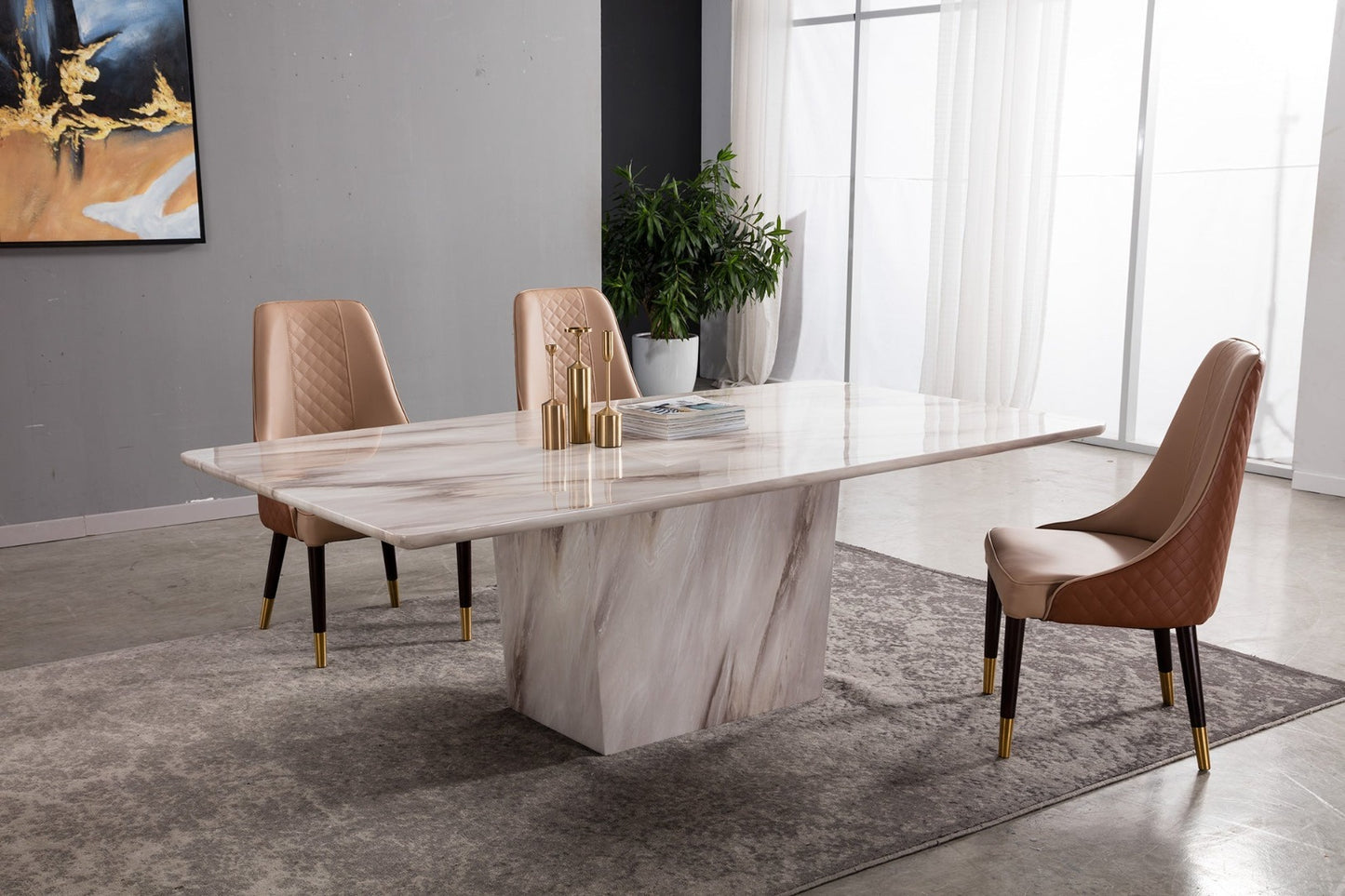 DT-H309 Faux Marble Rectangular Dining Table