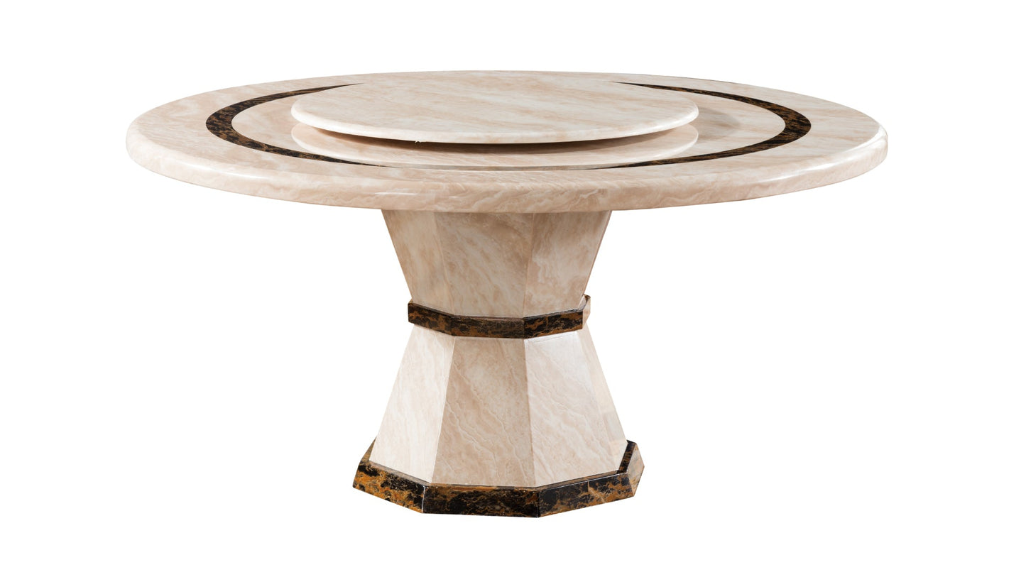 DT-H38 Beige Faux Marble Top Round Dining Table