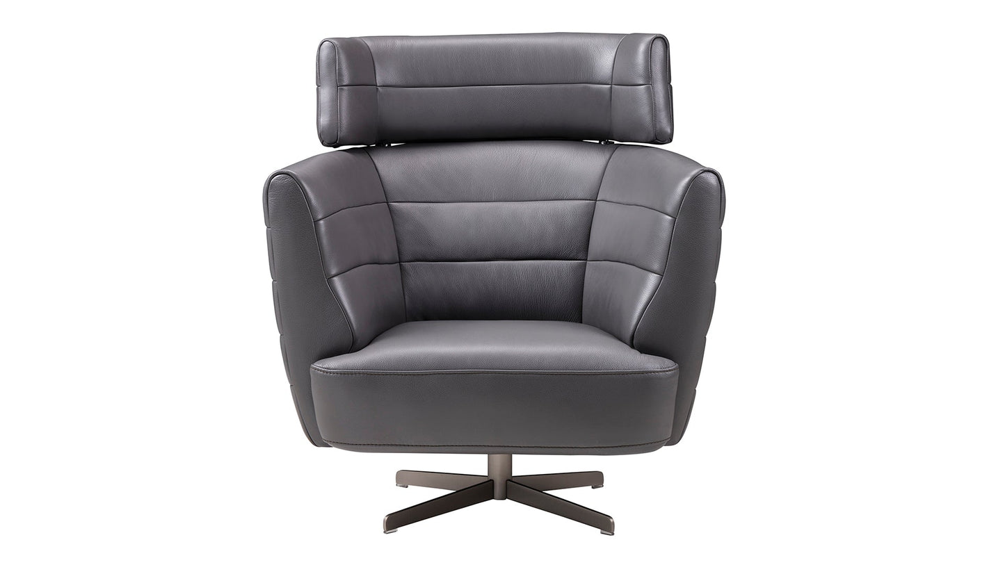 EK-CH08A Dark Gray Italian Leather Accent Chair