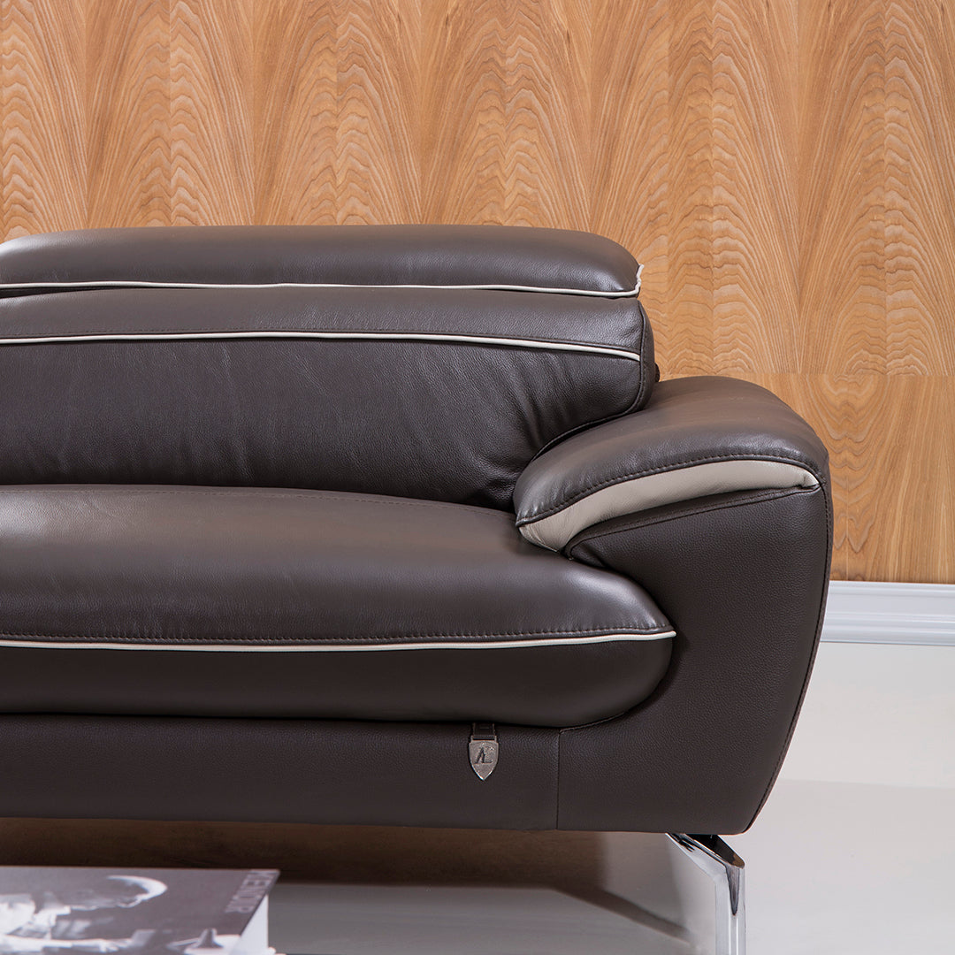 EK-L040 Taupe Italian Leather Sectional Sofa Set - Left Sitting