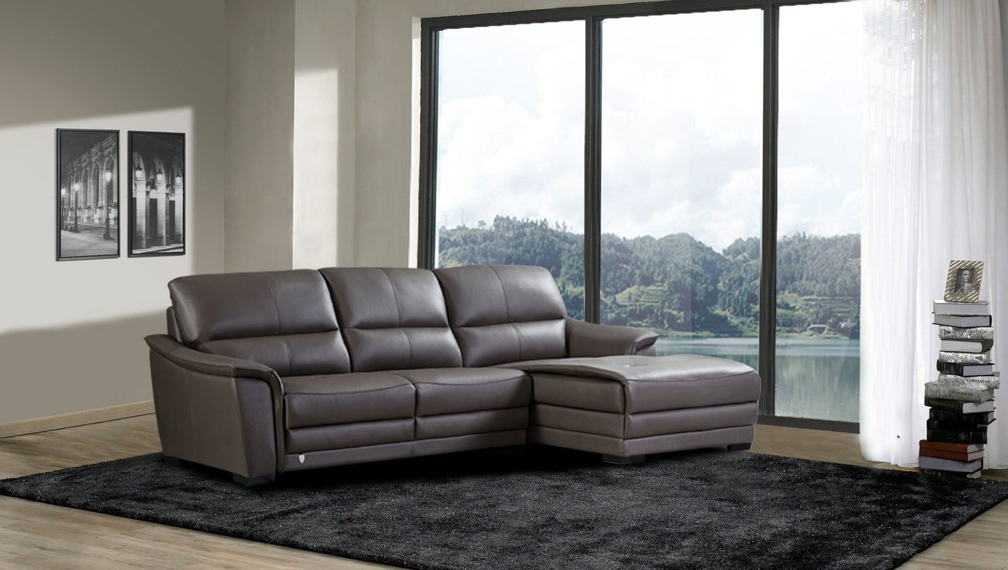 EK-L046 Taupe Italian Leather Sectional Sofa Collection