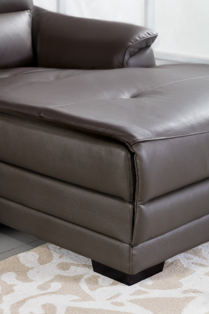 EK-L046 Taupe Italian Leather Sectional Sofa Collection