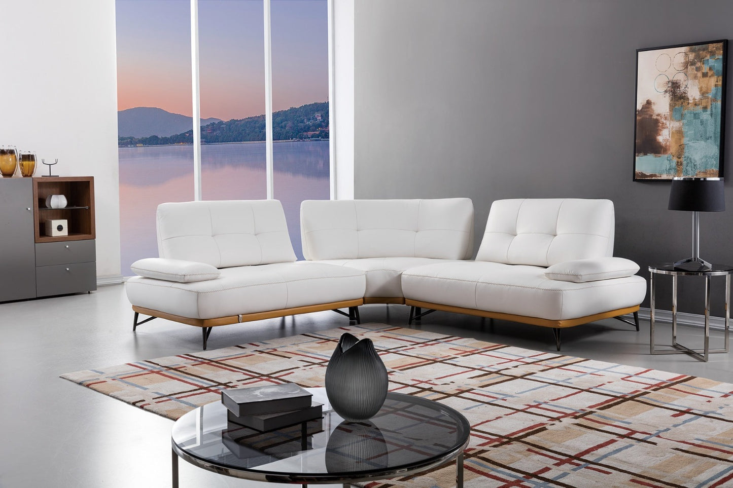 EK-L8005M Adjustable Back Leather Sectional Sofa Set