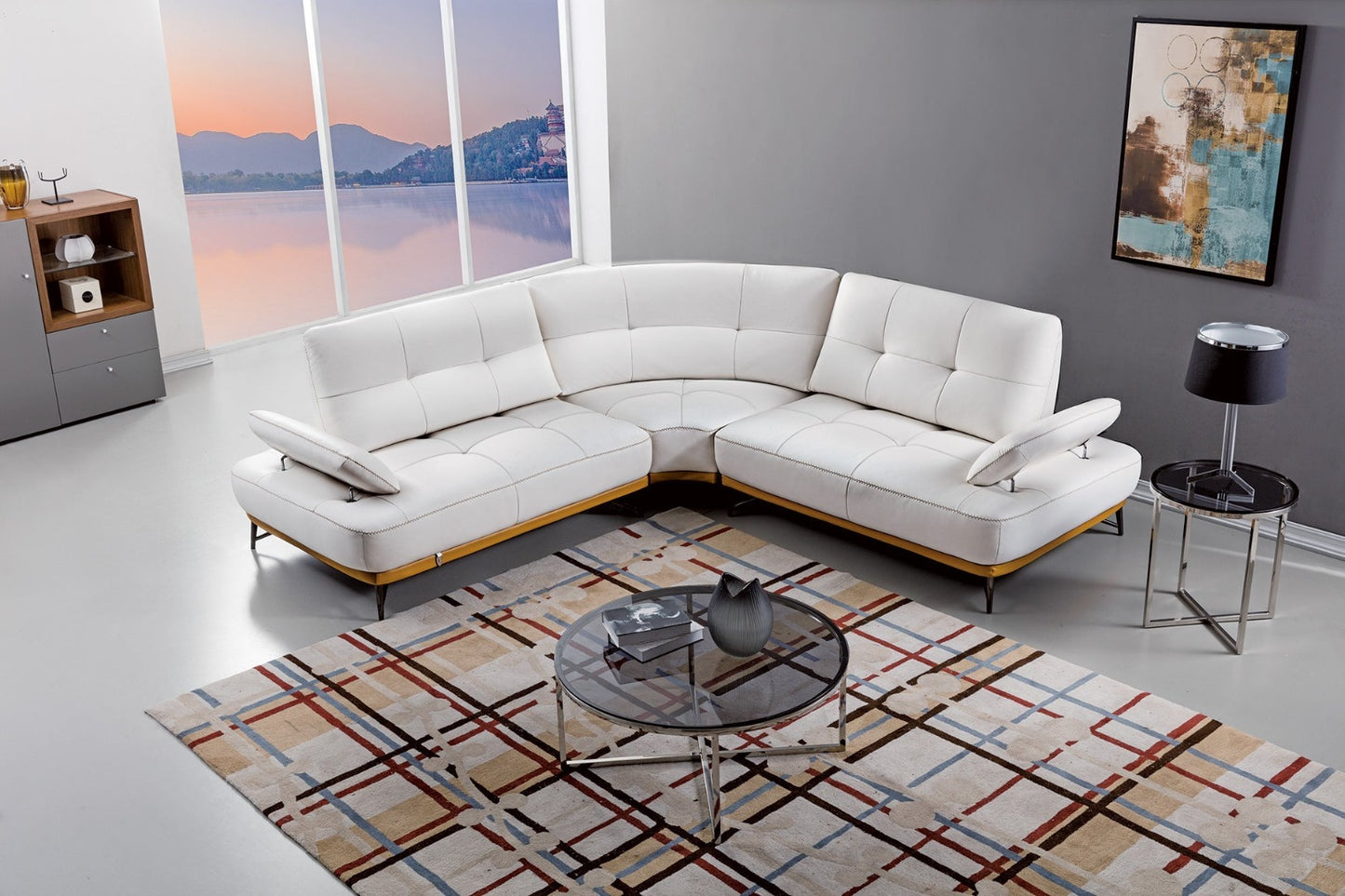 EK-L8005M Adjustable Back Leather Sectional Sofa Set