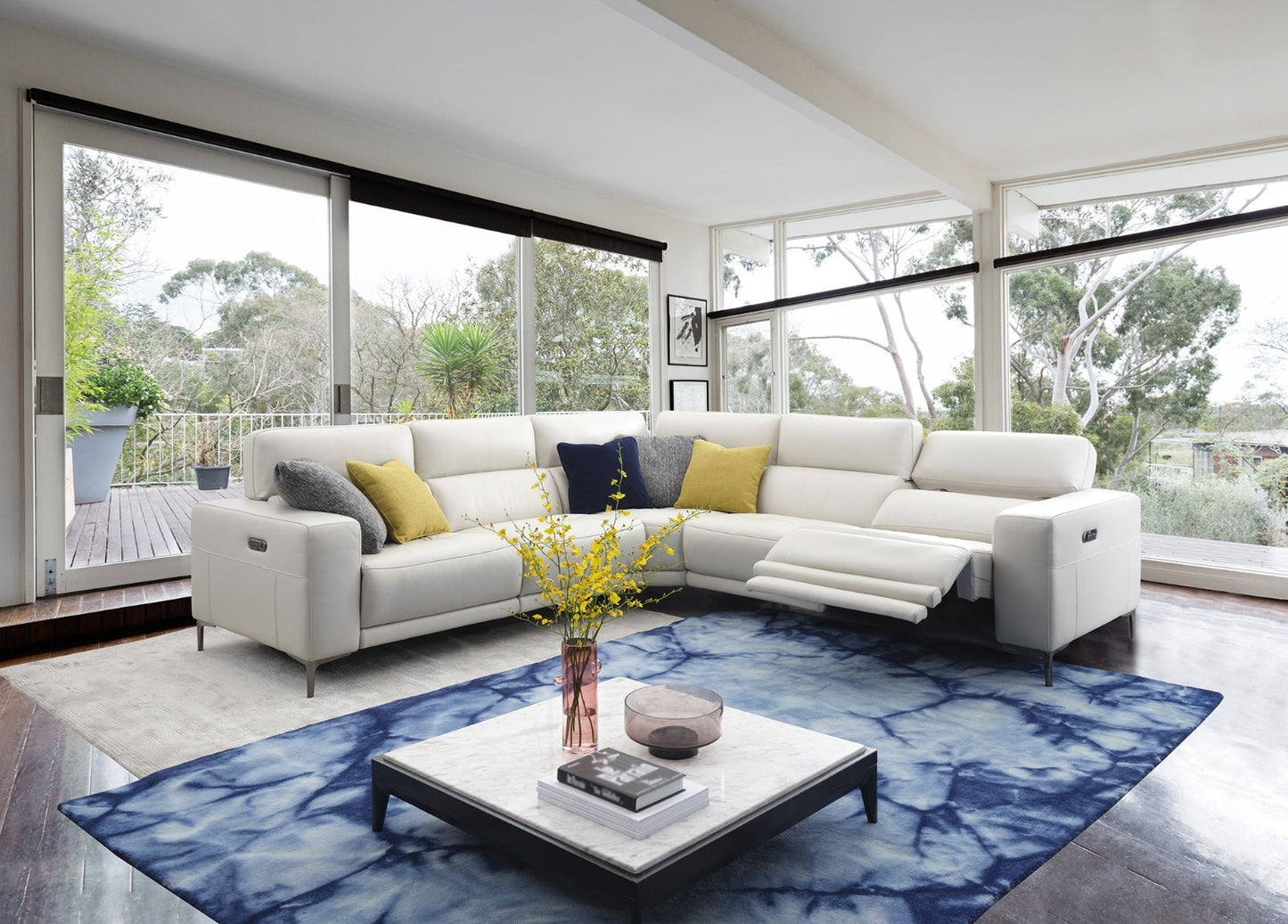 EK-LH169 Top-grain Cow Hide Electric Modular Recliner Sectional Sofa Collection