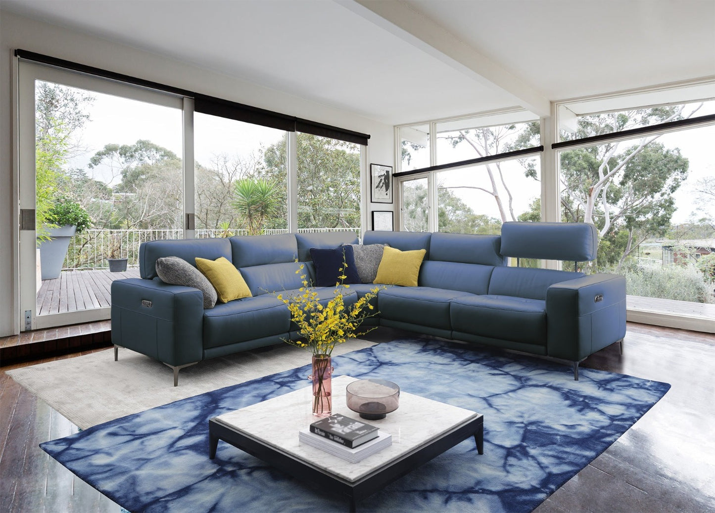 EK-LH169 Top-grain Cow Hide Electric Modular Recliner Sectional Sofa Collection