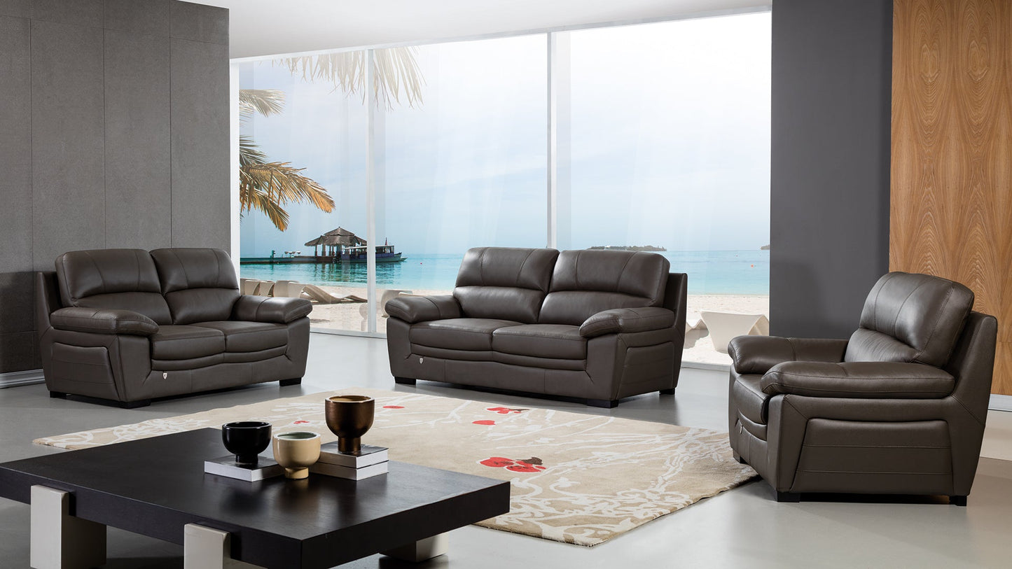 EK 045 Taupe Italian Leather Sofa Set