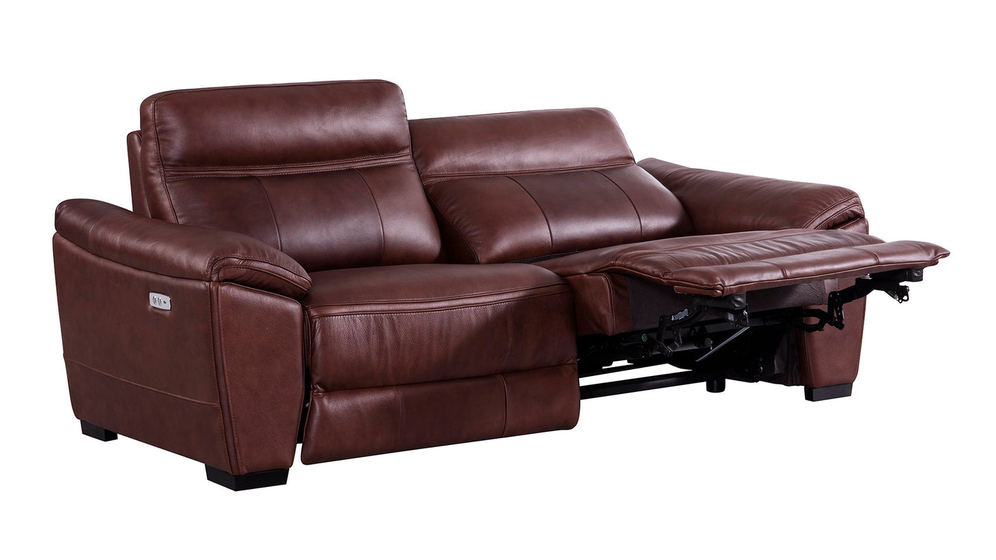 EK088 Italian Full Leather Recliner Sofa Set