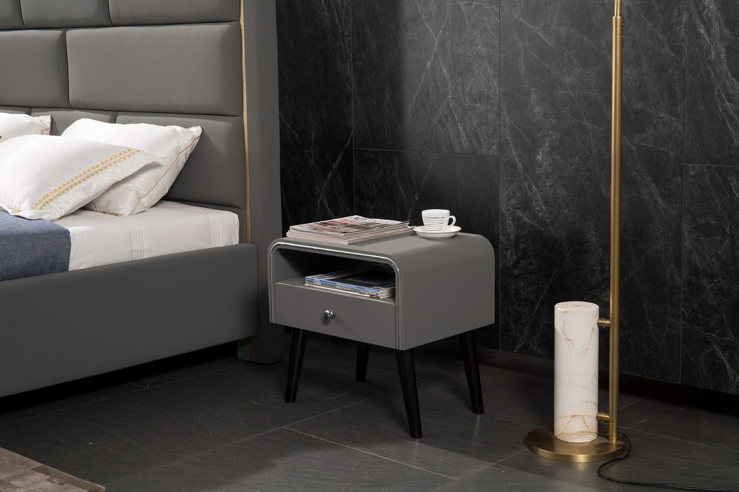 NS009-GR Grey Nightstand