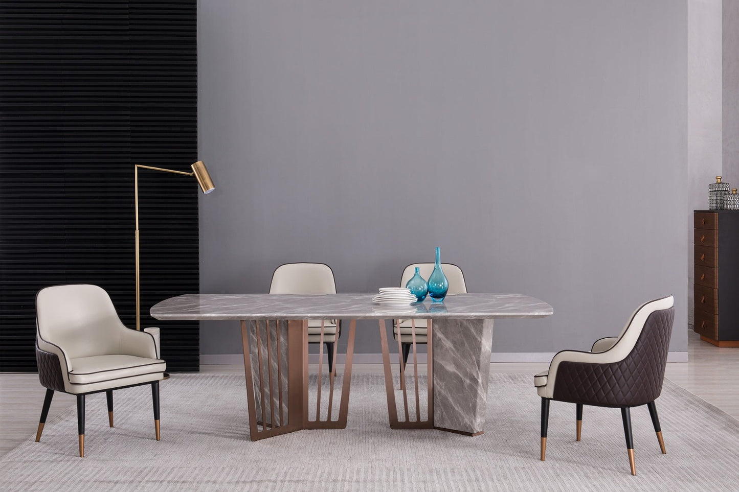 TL-J1718 Faux Grey Marble Top Rectangular Dining Table