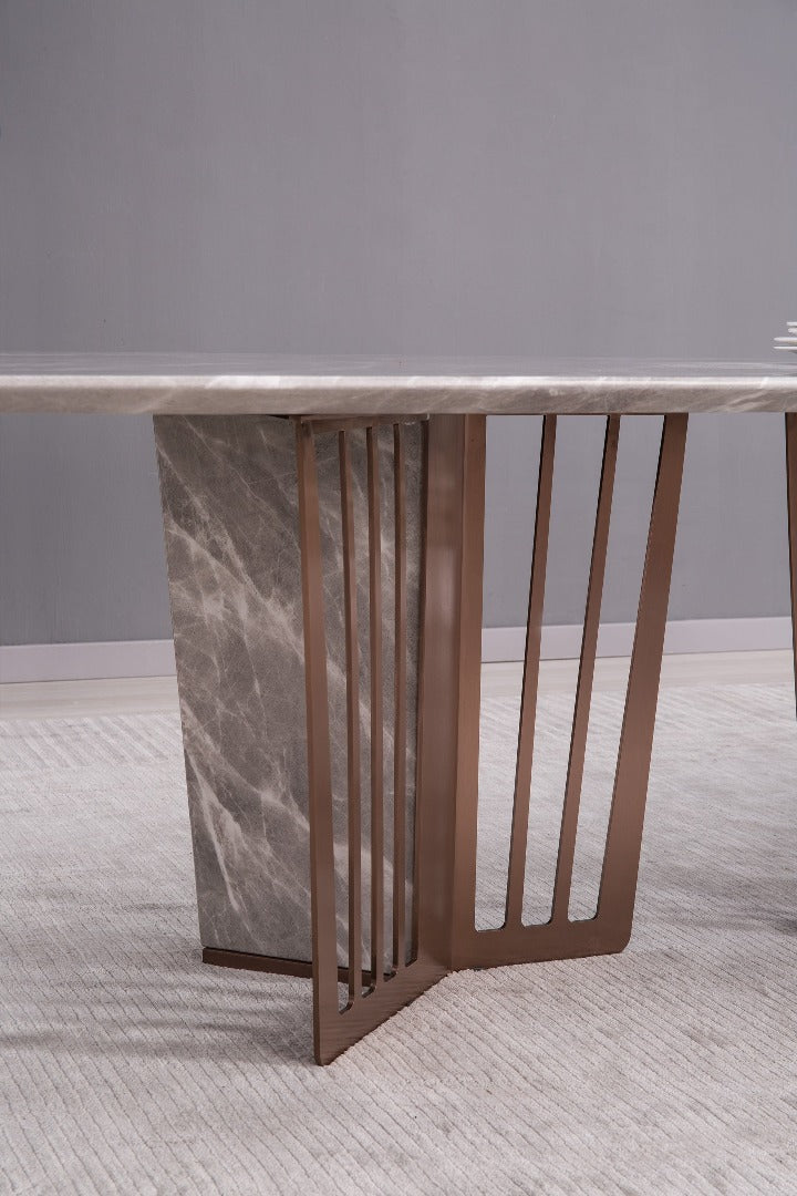 TL-J1718 Faux Grey Marble Top Rectangular Dining Table