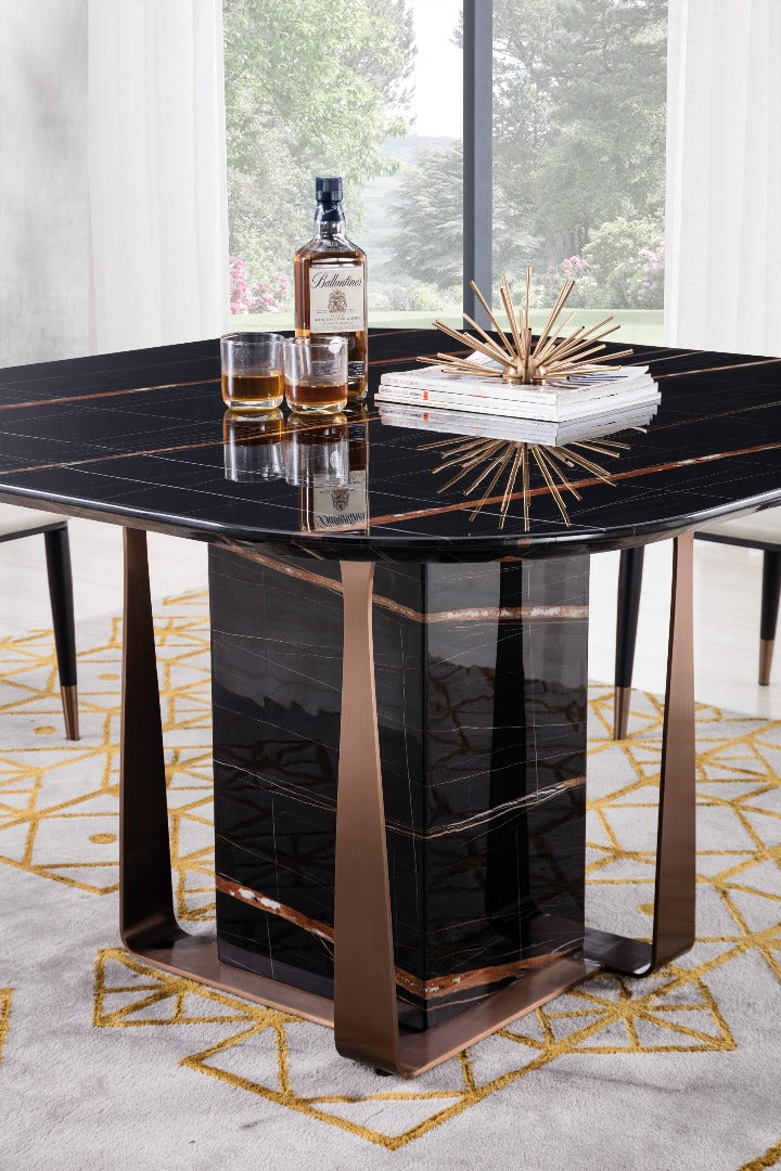 TL-J1830 Faux Black Marble Top Dining Table