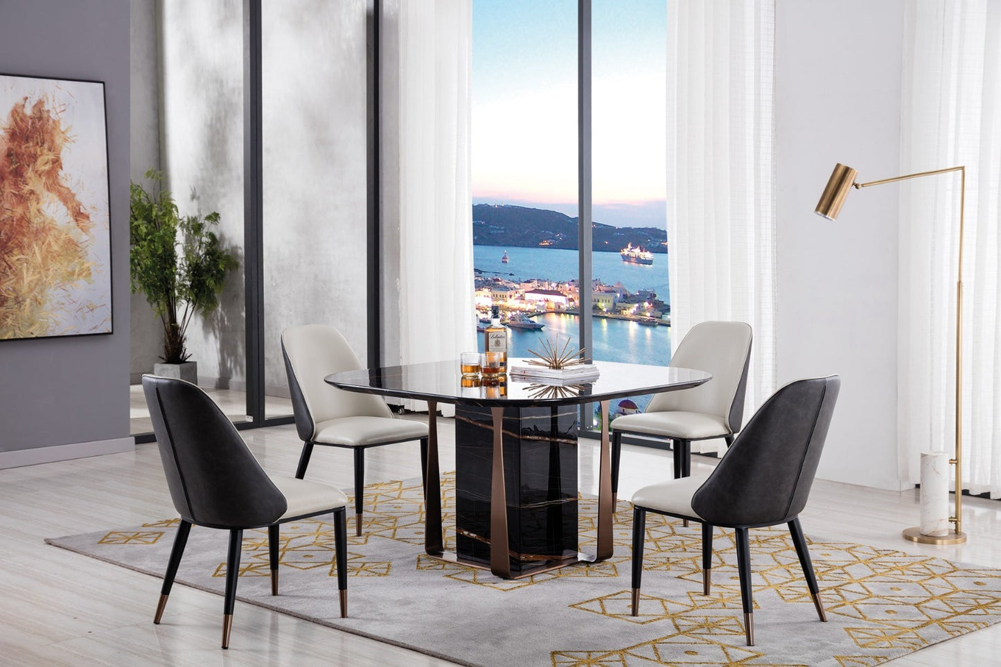 TL-J1830 Faux Black Marble Top Dining Table