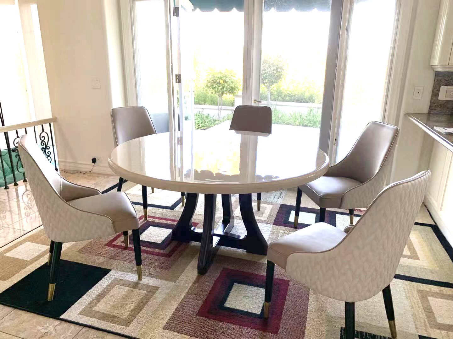 CK-H9901 Light Tan and Ivory Dining Chair (Set of 6)