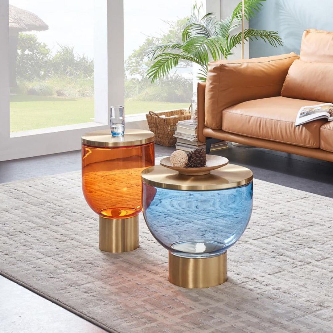 W9320 Blue Coffee Table & Orange End Table Collection