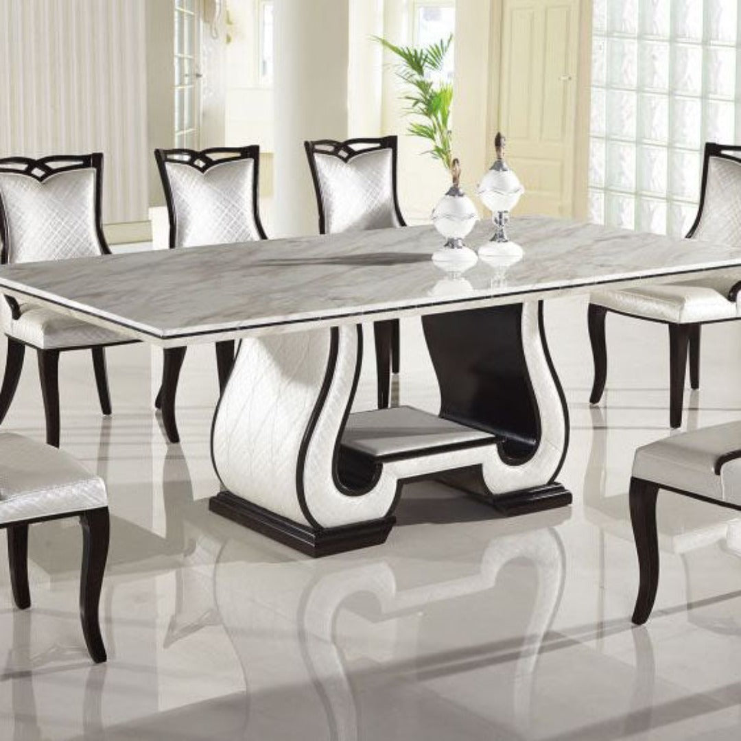 DT-H901 Faux White Marble Top Rectangular Dining Table