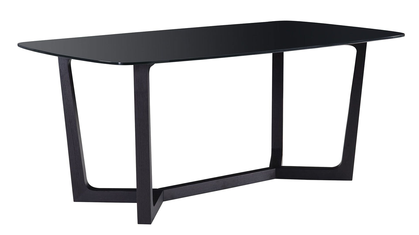 DT-M039 Black Glass Top Rectangular Dining Table