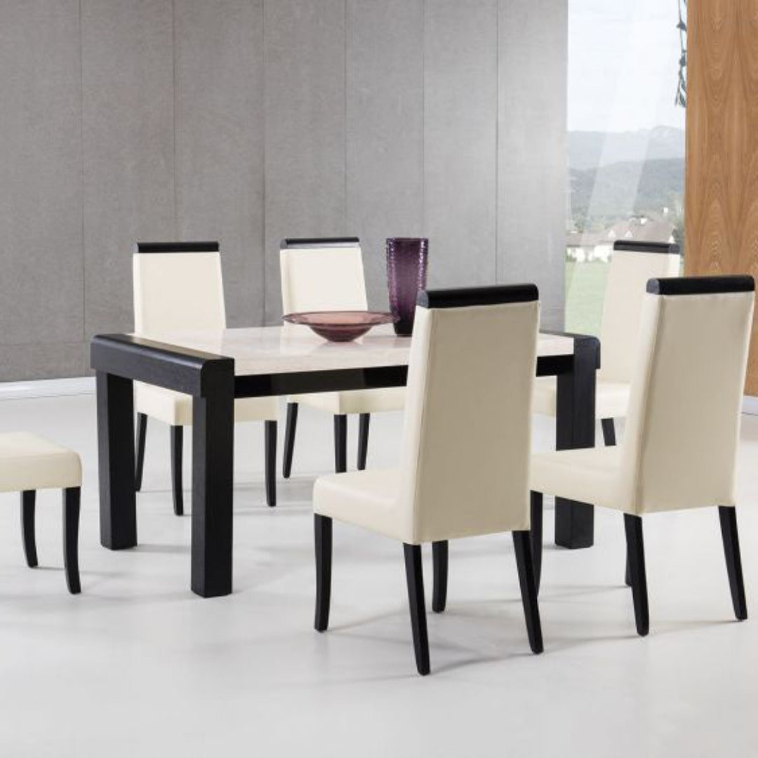 DT-M124 Faux Ivory Marble Top Dining Table