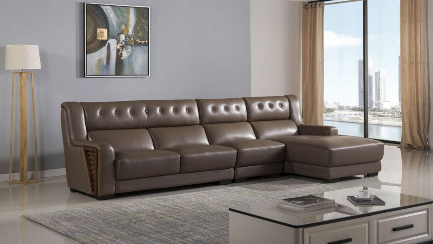EK-L125 Dark Tan Top-grain Cow Hide Sectional Sofa Collection