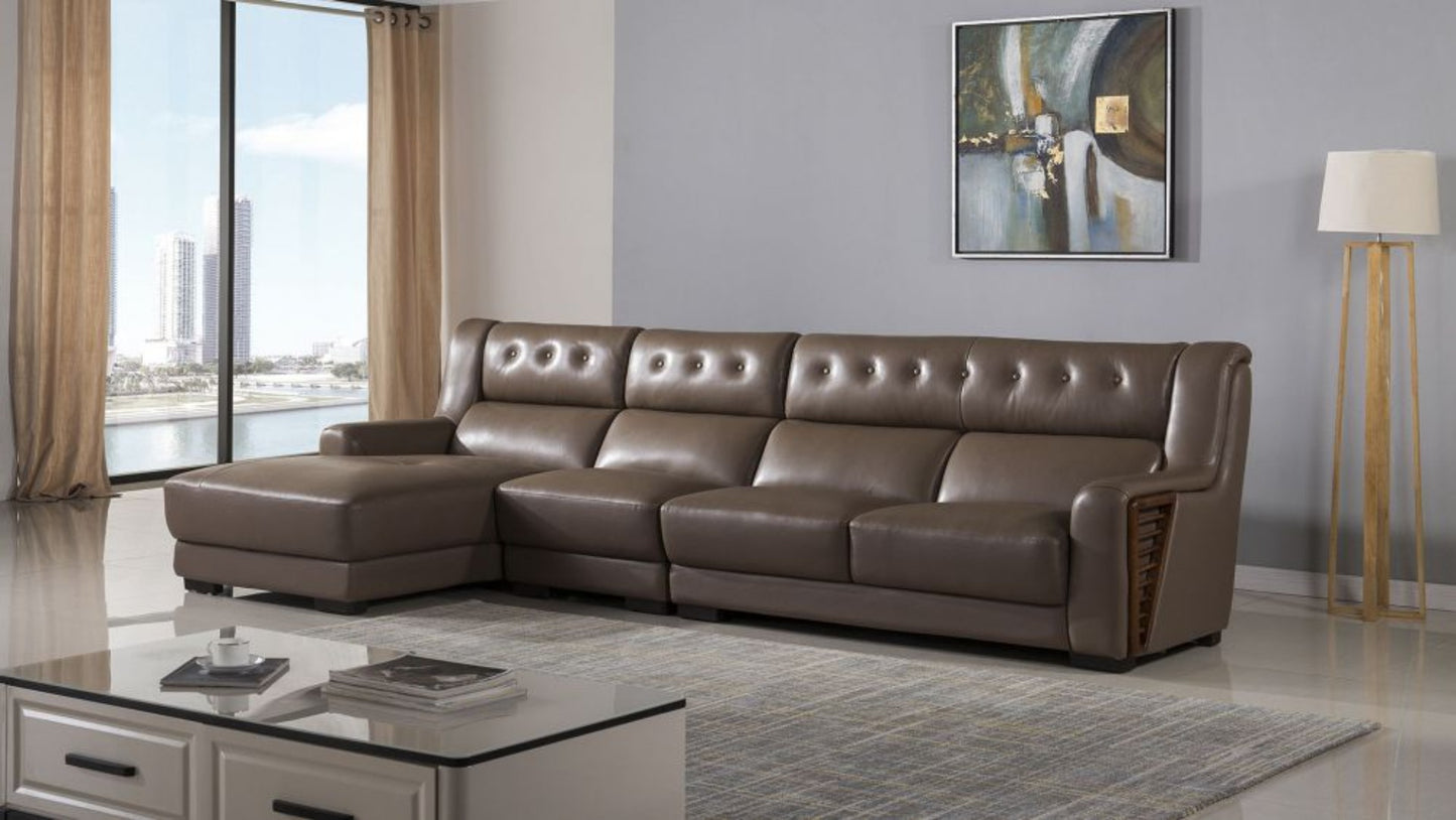 EK-L125 Dark Tan Top-grain Cow Hide Sectional Sofa Collection